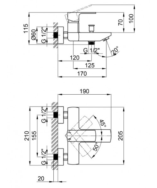 Смеситель для ванны Qtap Lipno QTNH3023101DCB Matt Black - фото №3, в окне