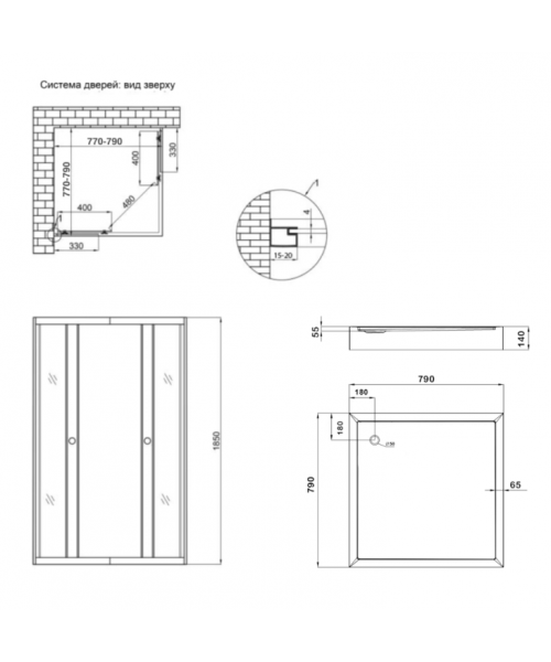 Душевая кабина Lidz Wawel SC80x80.SAT.LOW.GR поддон Kapielka ST80x80x14 - фото №3, в окне