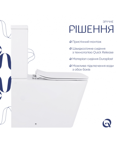 Унитаз Qtap Crow Rimless QT05222170W с сиденьем Slim Duroplast / Soft-close / Quick Release  - фото №3, в окне