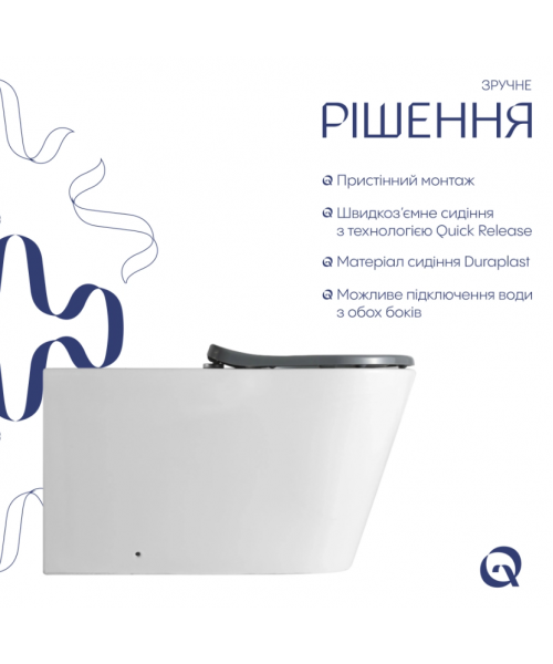 Унитаз Qtap Freedom QT22223368W Rimless с сиденьем Slim Duroplast / Soft-close / Quick Release - фото №3, в окне