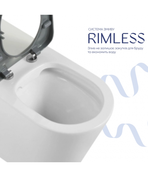 Унитаз Qtap Freedom QT22223368W Rimless с сиденьем Slim Duroplast / Soft-close / Quick Release - фото №3, в окне