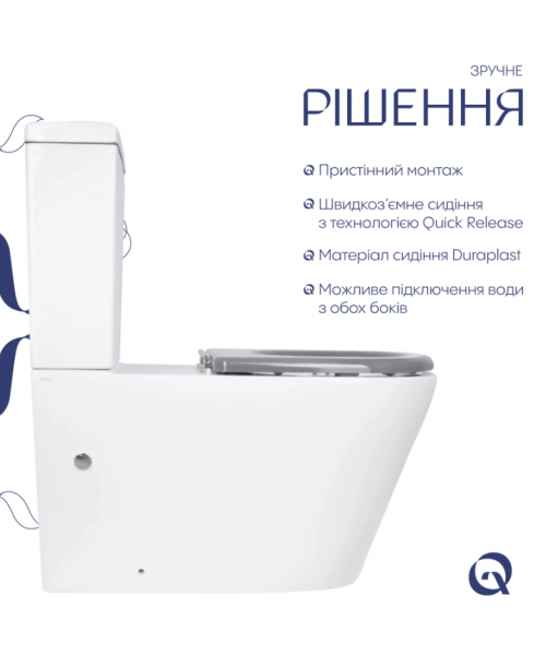Унитаз Qtap Freedom QT22226098W Rimless с сиденьем Slim Duroplast / Soft-close / Quick Release  - фото №3, в окне