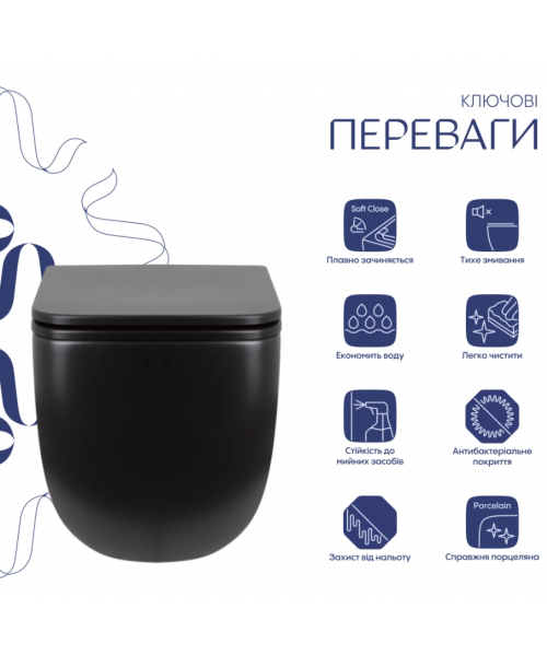 Унитаз Qtap Gemini QT2533076EUQMB Ultra Quiet Matt Black с сиденьем Slim Duroplast / Soft-close / Quick Release - фото №3, в окне