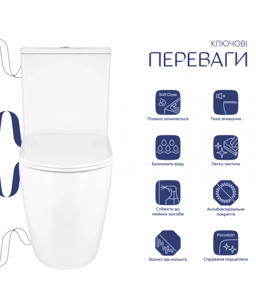 Унитаз Qtap Grand QT26228301W Ultra Quiet с сиденьем Slim Duroplast / Soft-close / Quick Release  - фото №3, в окне