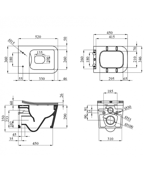 Унітаз Kroner Eifel WHI523629 RIMLESS з сидінням Slim Duroplast / Soft-close / Quick relase - фото №3, у вікні