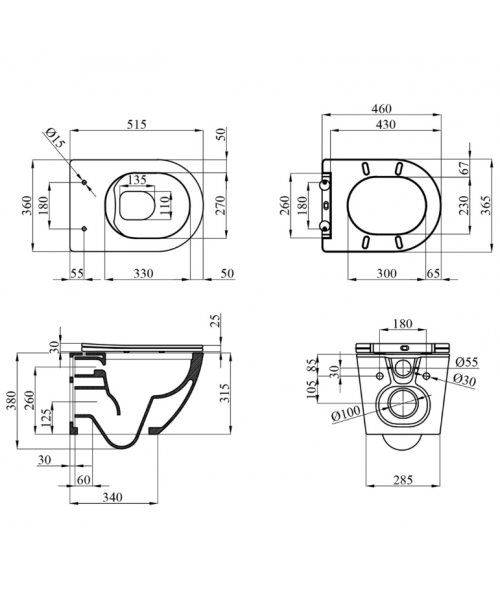 Унітаз Kroner Harz WHI523632 RIMLESS з сидінням Slim Duroplast / Soft-close / Quick relase - фото №3, у вікні
