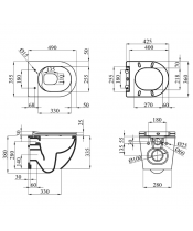 Унітаз Kroner Harz WHI493736 RIMLESS з сидінням Slim Duroplast / Soft-close / Quick relase - фото №3, у вікні, мініатюра