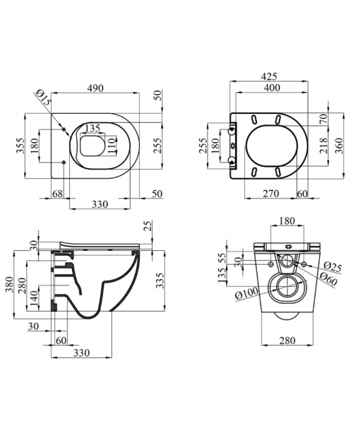 Унітаз Kroner Harz WHI493736 RIMLESS з сидінням Slim Duroplast / Soft-close / Quick relase - фото №3, у вікні