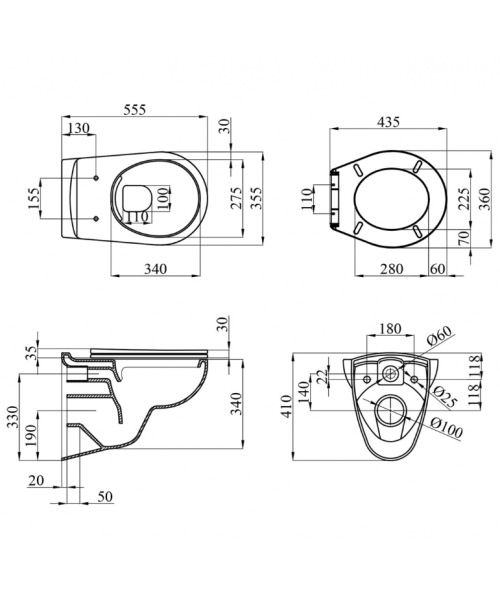 Унітаз Kroner Oker WHI533536 RIMLESS з сидінням Slim Duroplast / Soft-close / Quick relase - фото №3, у вікні