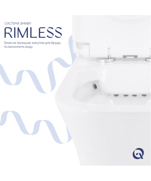 Унитаз Qtap Presto Quadro QT24221215AW Rimless с сиденьем Slim Duroplast / Soft-close / Quick Release  - фото №3, в окне