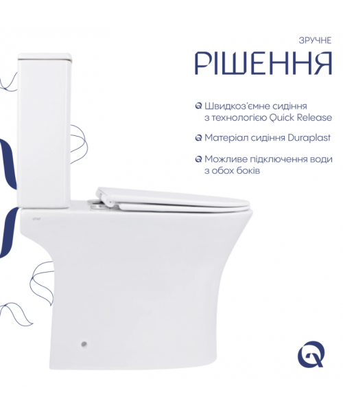 Унитаз Qtap Presto QT24221217AW Rimless с сиденьем Slim Duroplast / Soft-close / Quick Release  - фото №3, в окне