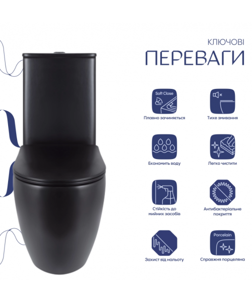 Унитаз Qtap Robin QT13226083AMB Ultra Quiet с сиденьем Slim Duroplast / Soft-close / Quick Release  - фото №3, в окне