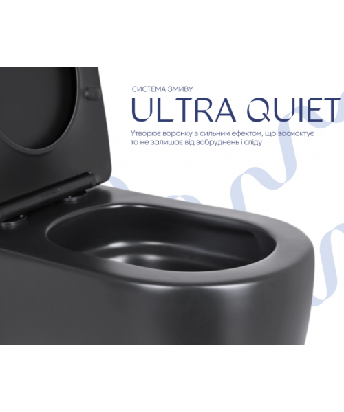 Унитаз Qtap Robin QT13226083AMB Ultra Quiet с сиденьем Slim Duroplast / Soft-close / Quick Release  - фото №3, в окне