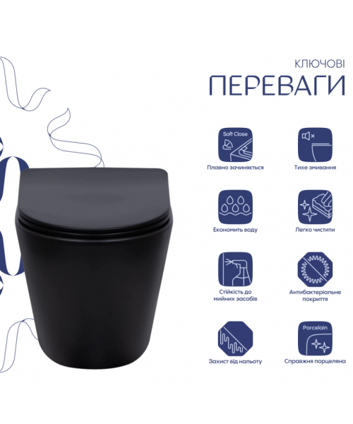 Унитаз Qtap Scorpio QT14332380AMB Ultra Quiet с сиденьем Slim Duroplast / Soft-close / Quick Release - фото №3, в окне