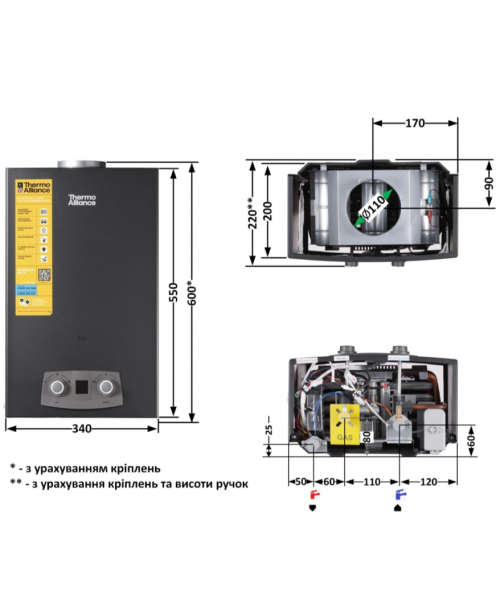 Газова колонка THERMO ALLIANCE JSD20-10NQB BLACK 10 Л EURO+ - фото №3, у вікні